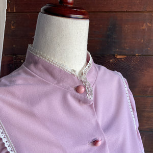 70s Vintage Pink Polyester Prairie Dress