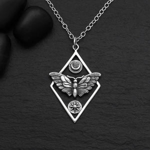 Sterling Silver Celestial Moth Necklace