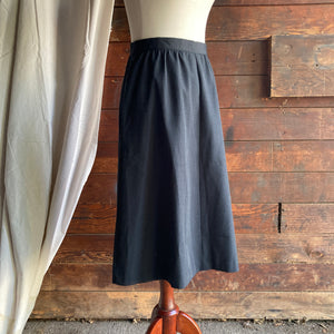 70s Vintage A-Line Black Poly Skirt