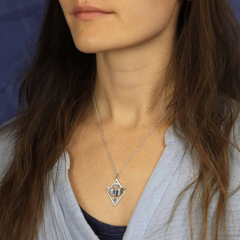 Sterling Silver Celestial Moth Necklace