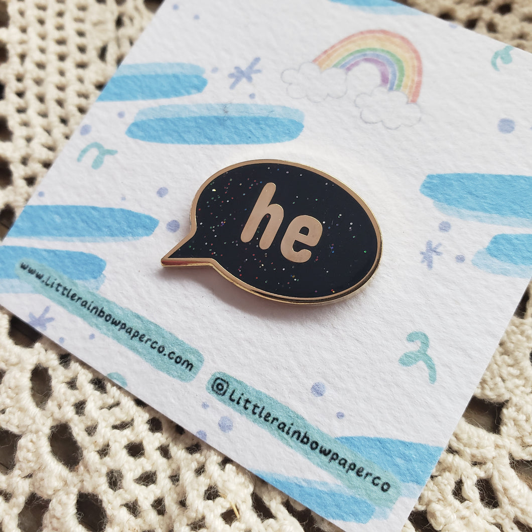 Speech Bubble He/She/They Pronoun Pins