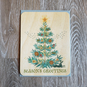 "Seasons Greetings" Printed Wood Postcard