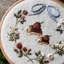 Load image into Gallery viewer, Hand-Embroidered Hedgehog &amp; Floral Hoop Ornament
