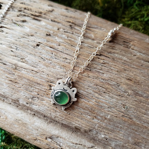 Cute Frog Sterling Silver and Serpentine Pendant