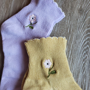 Embroidered Flower Socks