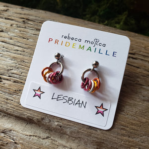 Tiny Chainmail Pride Flag Earrings