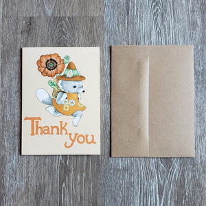 "Thank You" Grey Fox Greeting Card
