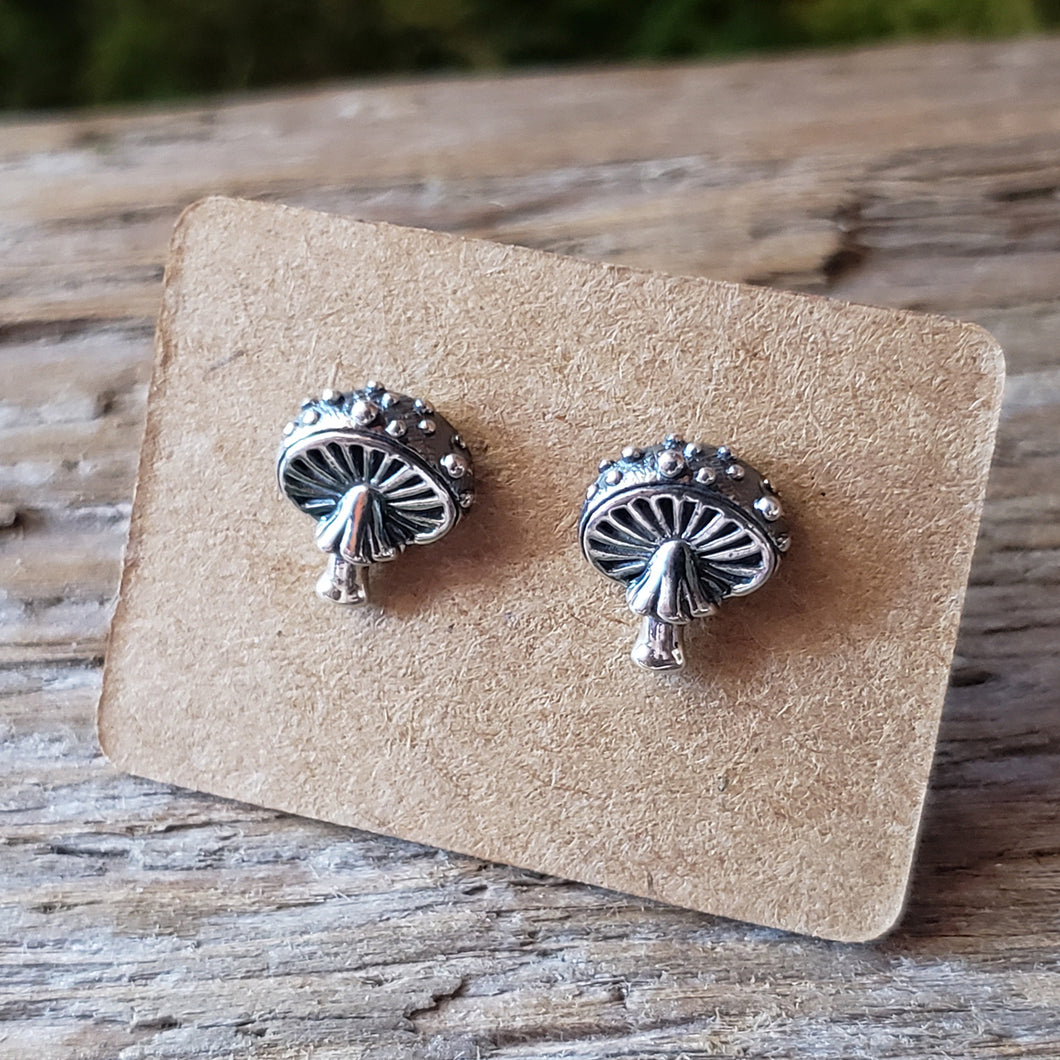 Sterling Silver Amanita Mushroom Studs