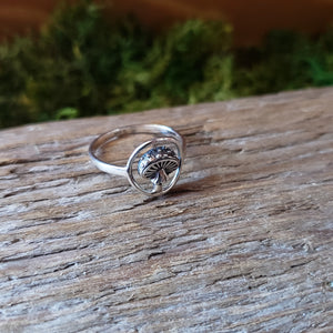 Sterling Silver Amanita Mushroom Ring (size 8)