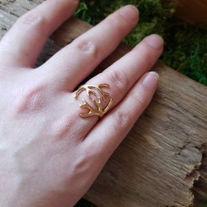 Bronze Adjustable Antler Ring