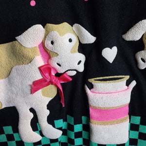 80s Vintage Collared Cow Print Tee