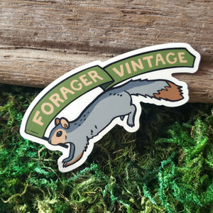 "Forager Vintage" Squirrel Vinyl Sticker