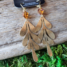 Load image into Gallery viewer, &quot;Phoenix&quot; Brass Feather Dangle Earrings
