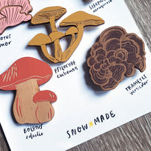 Load image into Gallery viewer, Wooden Mushroom Magnets (set of 5)
