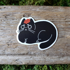 Fall Leaf Cat Vinyl Sticker