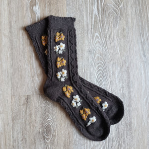Cozy Brown Floral Socks