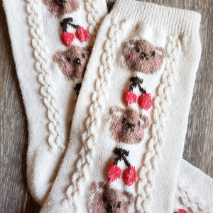 Cozy Bear & Cherry Socks