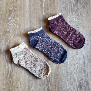 Lace Top Floral Ankle Socks
