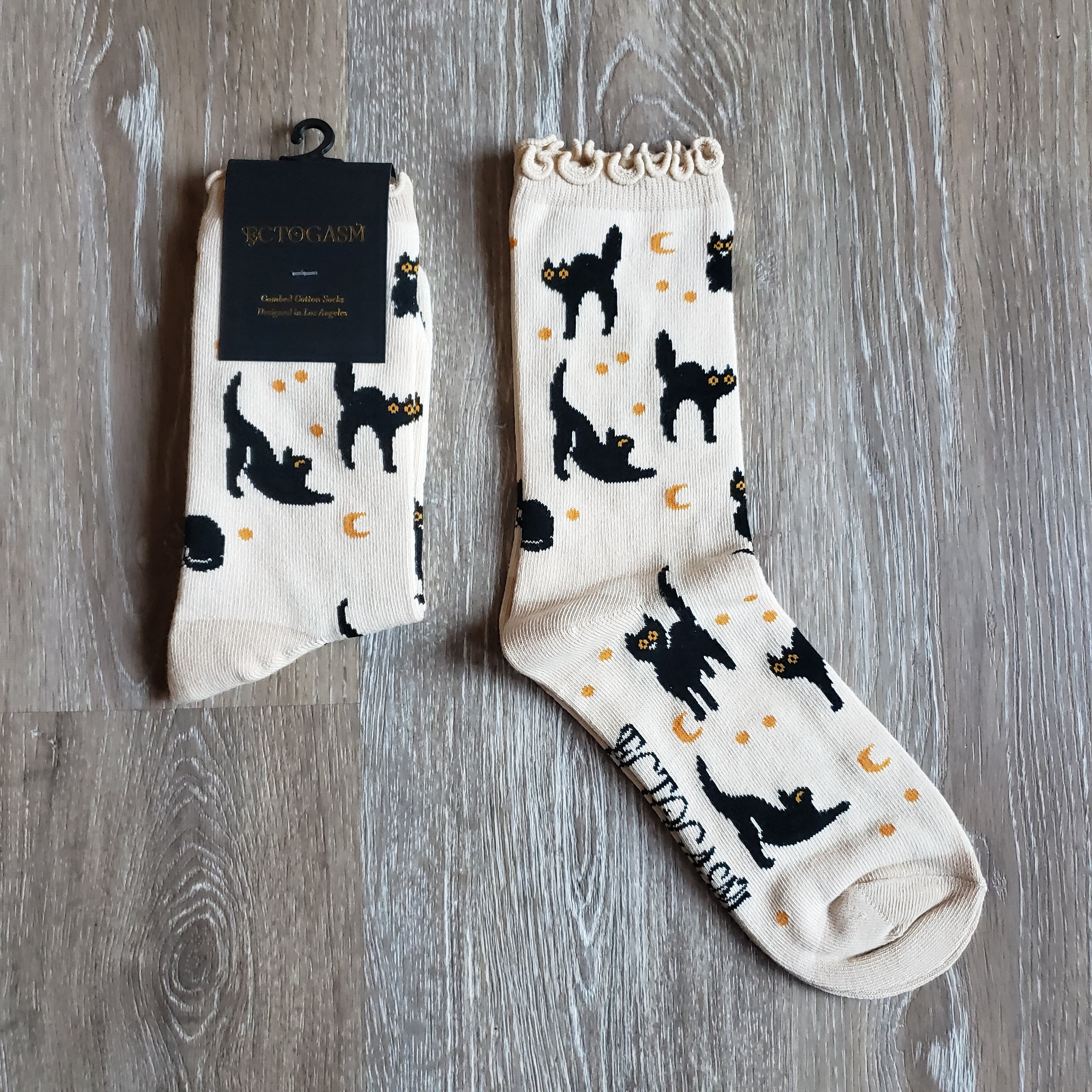 Black Cat Ruffle Socks