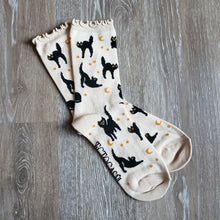 Load image into Gallery viewer, Black Cat Ruffle Socks
