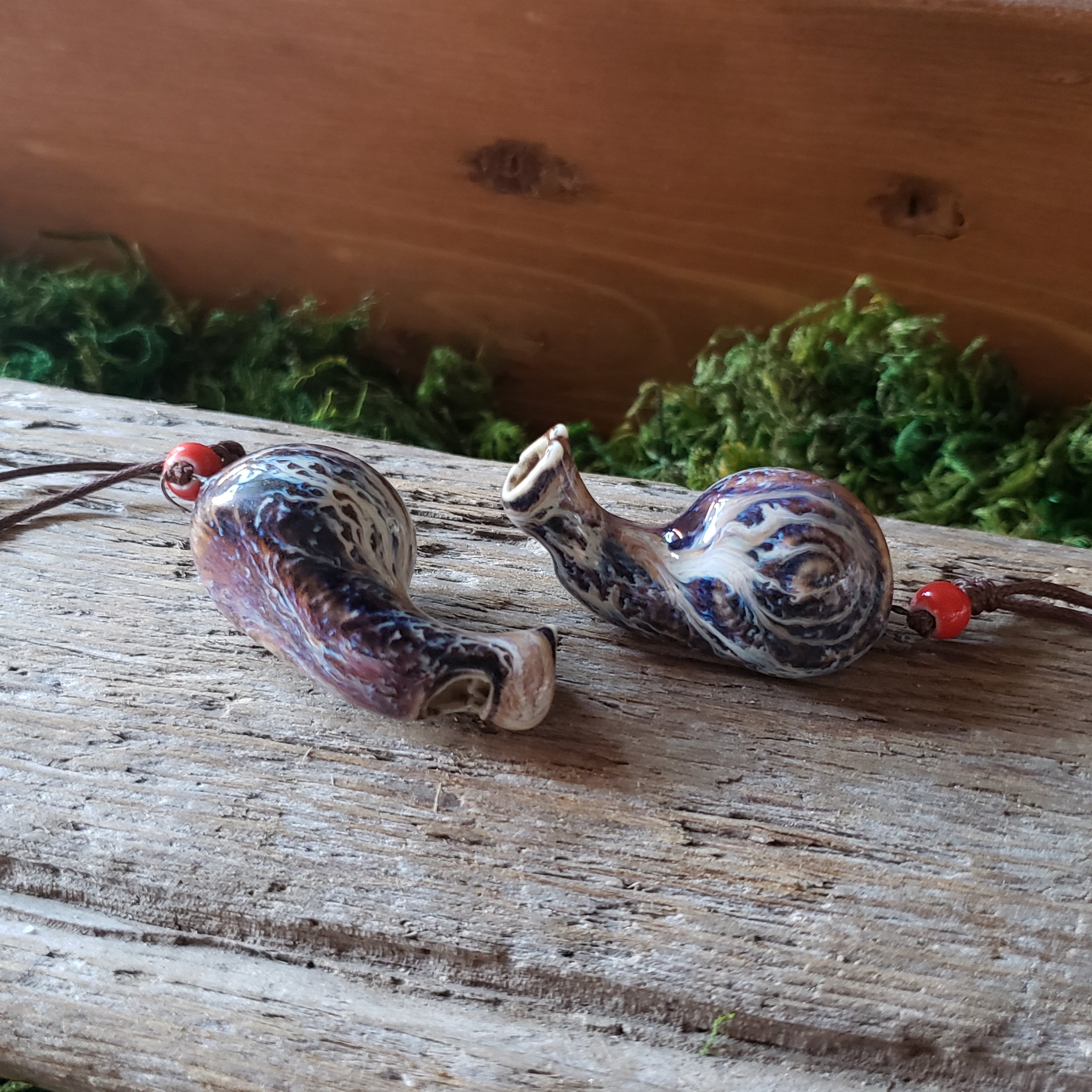 Ceramic Snail Whistle Necklace