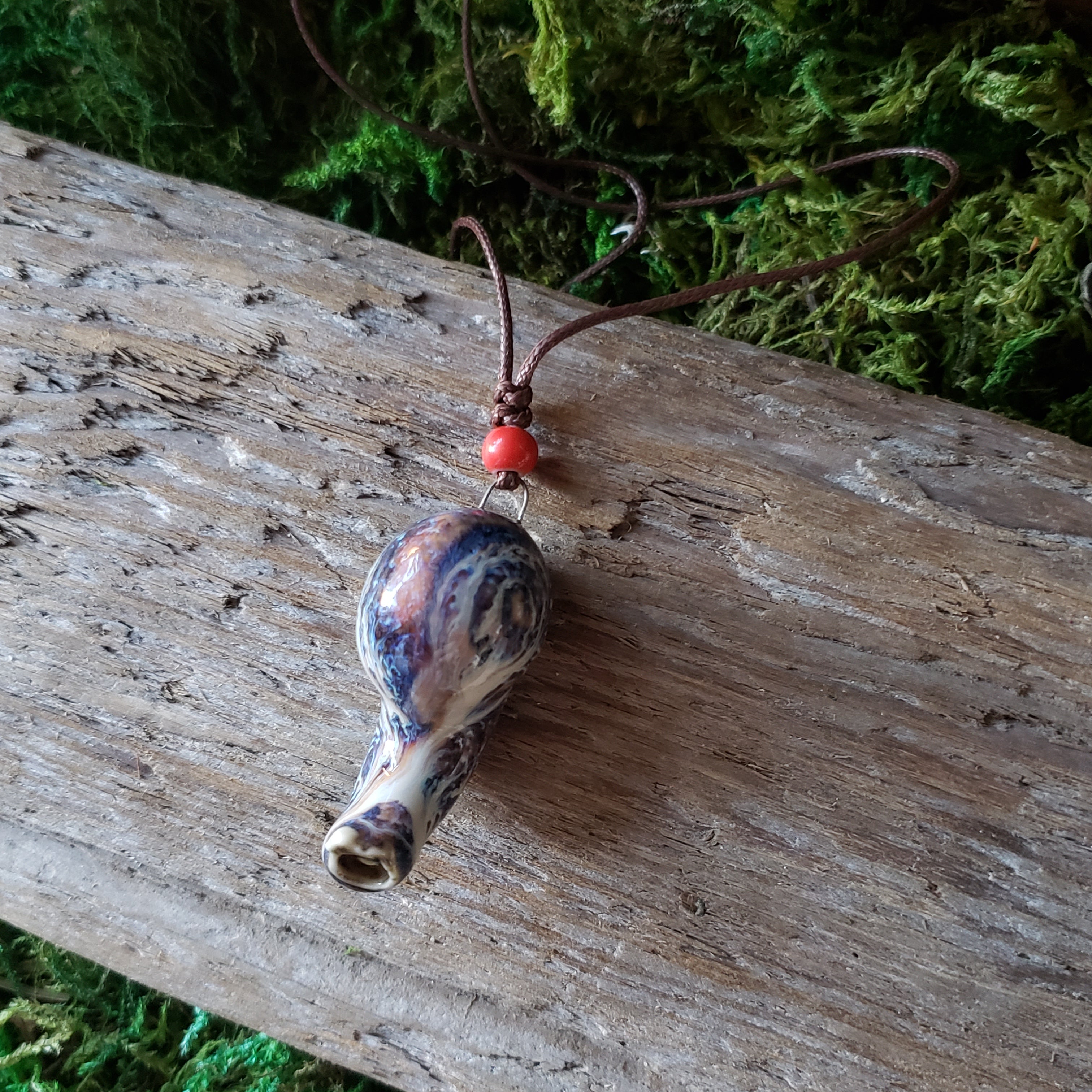 Ceramic Snail Whistle Necklace