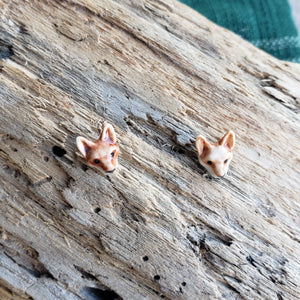 Porcelain Fox Stud Earrings