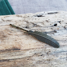 Load image into Gallery viewer, Tiny Brass Feather Hairpin
