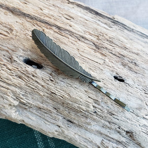 Tiny Brass Feather Hairpin