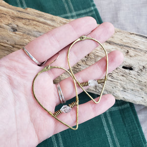 Handmade Brass & Herkimer Earrings