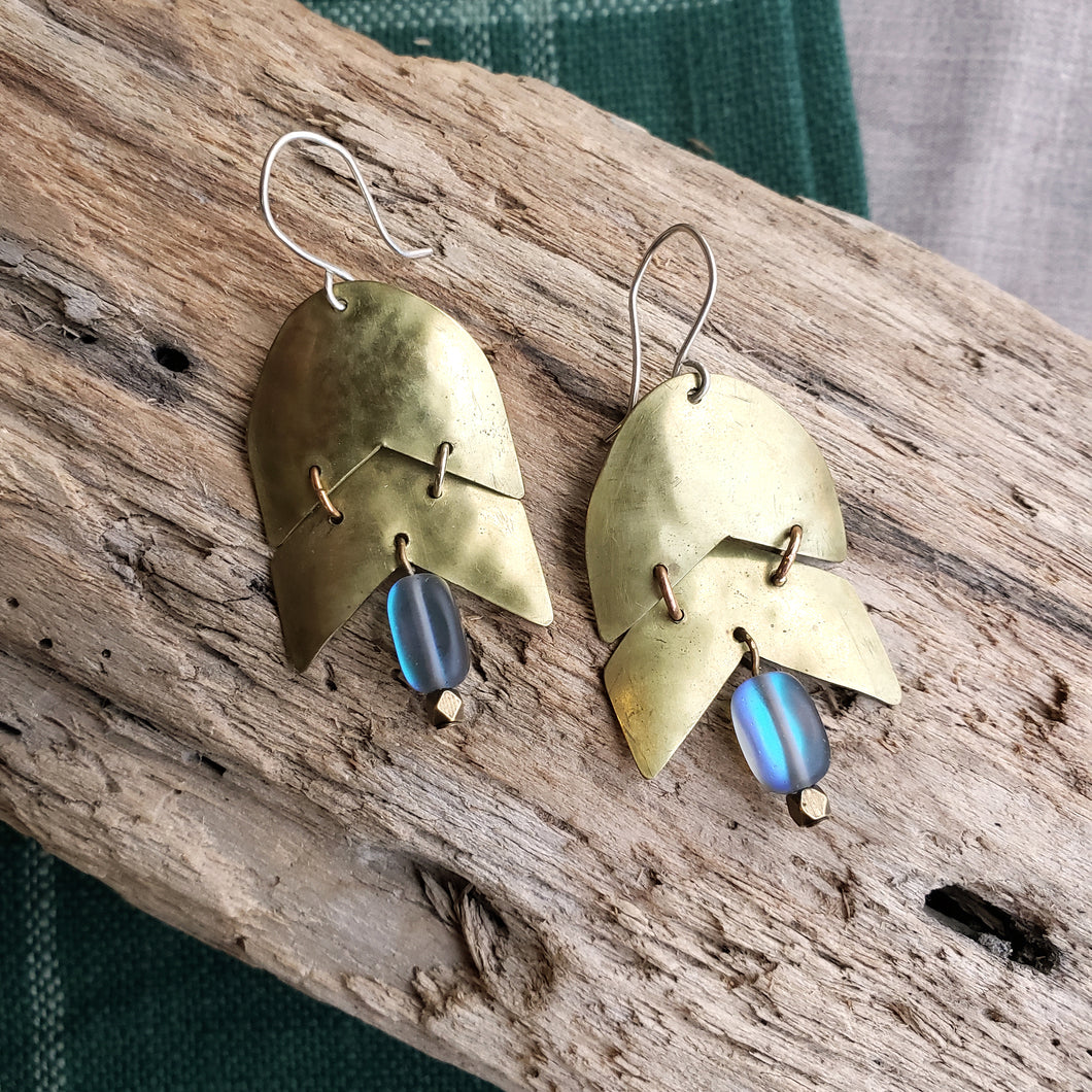 Handmade Brass & Labradorite Earrings