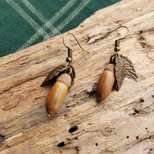 Load image into Gallery viewer, Brass-toned Acorn Earrings

