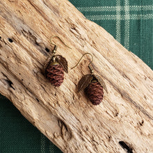 Load image into Gallery viewer, Brass-toned Pinecone Earrings
