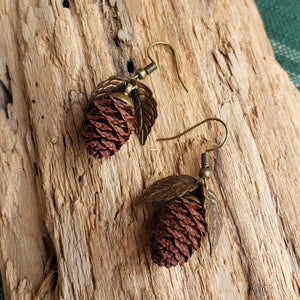 Brass-toned Pinecone Earrings
