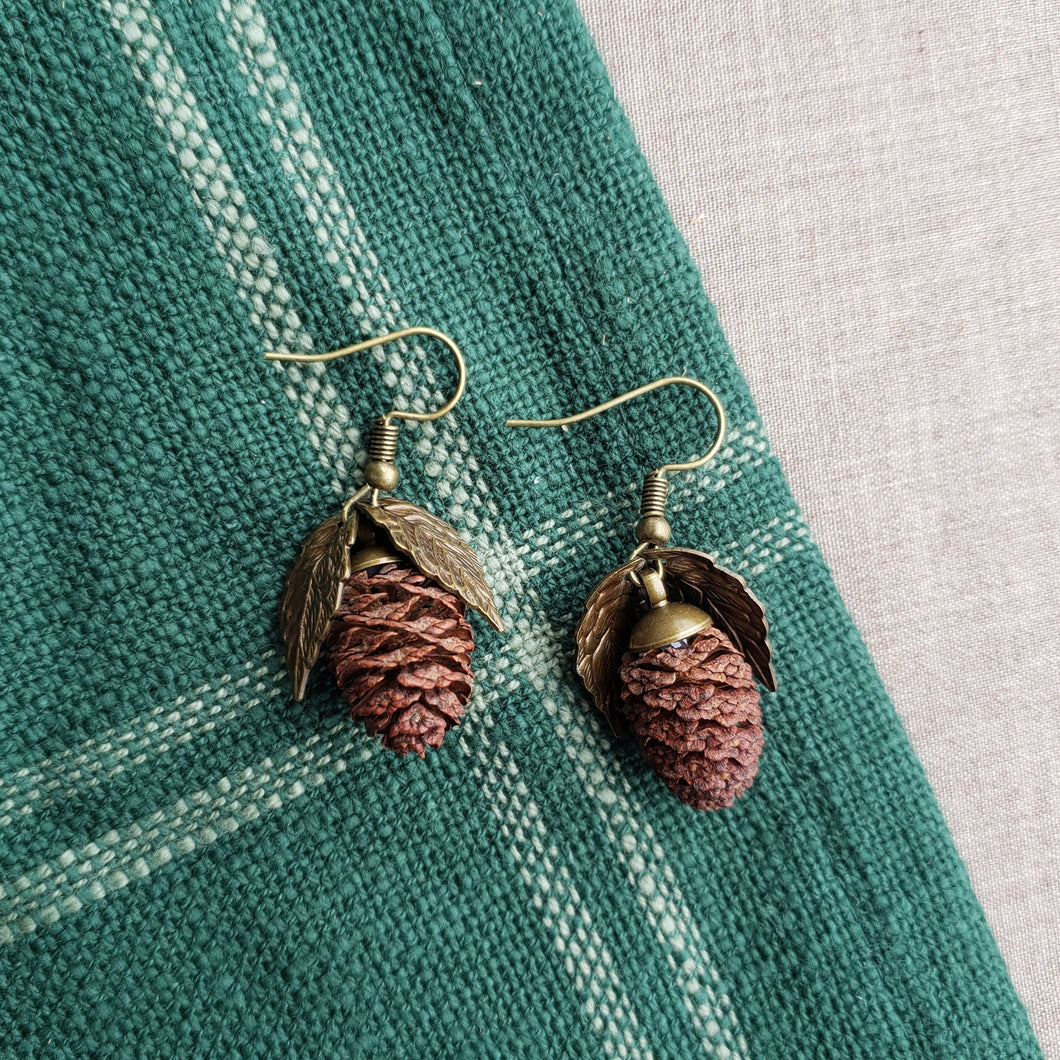 Brass-toned Pinecone Earrings