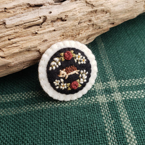 Embroidered Floral Hedgehog Brooch