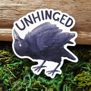 Unhinged Crow Vinyl Sticker