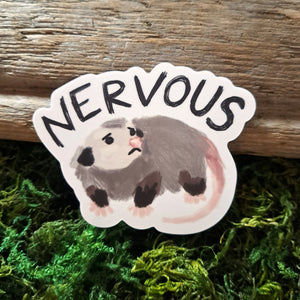 Nervous Opossum Vinyl Sticker