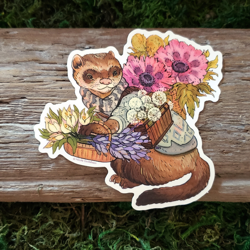 Florist Ferret Vinyl Sticker