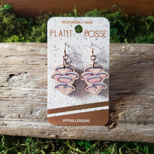 Load image into Gallery viewer, Oyster Mushroom Wooden Earrings
