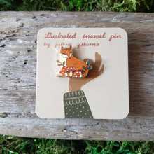 Load image into Gallery viewer, Woodland Mushroom Fox Enamel Pin
