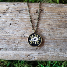 Load image into Gallery viewer, Tiny Embroidered Bird Skull Necklace
