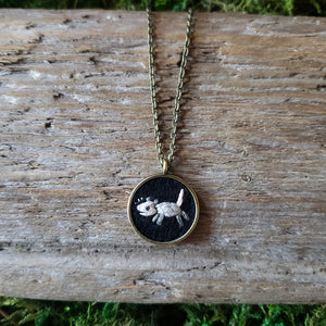 Tiny Embroidered Opossum Necklace