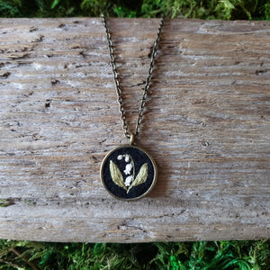 Tiny Embroidered Lily-of-the-Valley Necklace