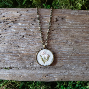 Tiny Embroidered Tulip Necklace
