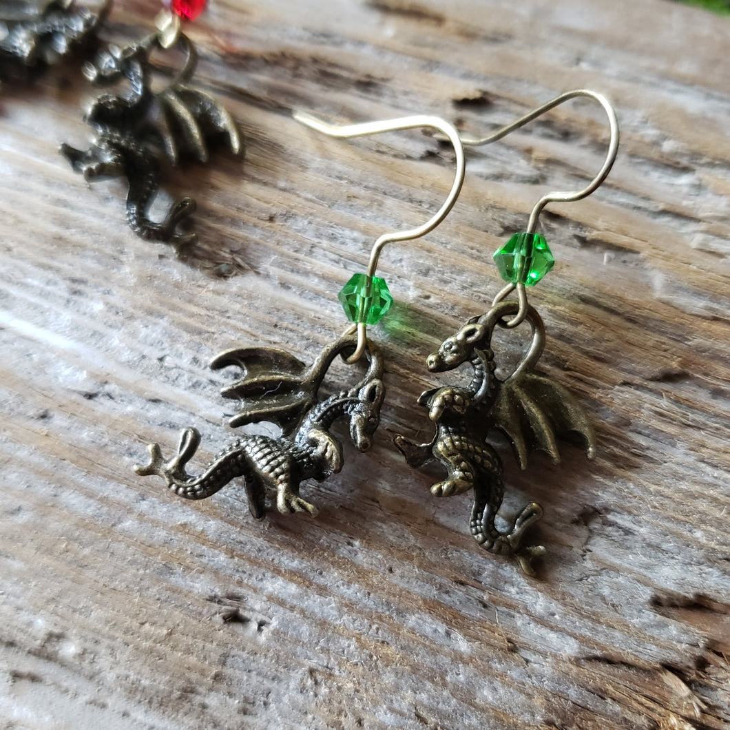 Tiny Brass Dragon Earrings