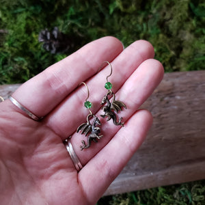 Tiny Brass Dragon Earrings