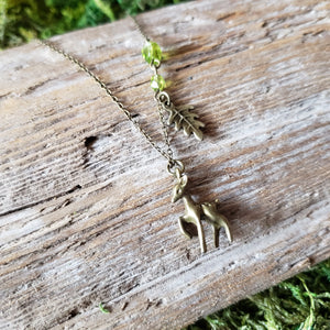 Tiny Brass Woodland Deer Necklace