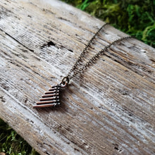Load image into Gallery viewer, Tiny Brass Pan Flute Necklace
