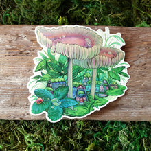 Load image into Gallery viewer, Dewdrop Mushroom Village Vinyl Sticker
